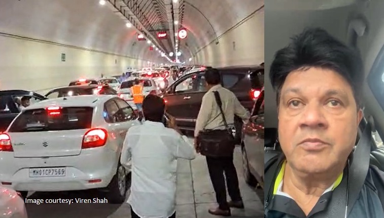 A fire broke out on the coastal road in Mumbai; people left their cars and ran towards exit points